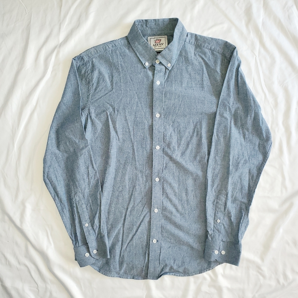 Alynn Slim Fit Blue Business Casual Shirt, Size L